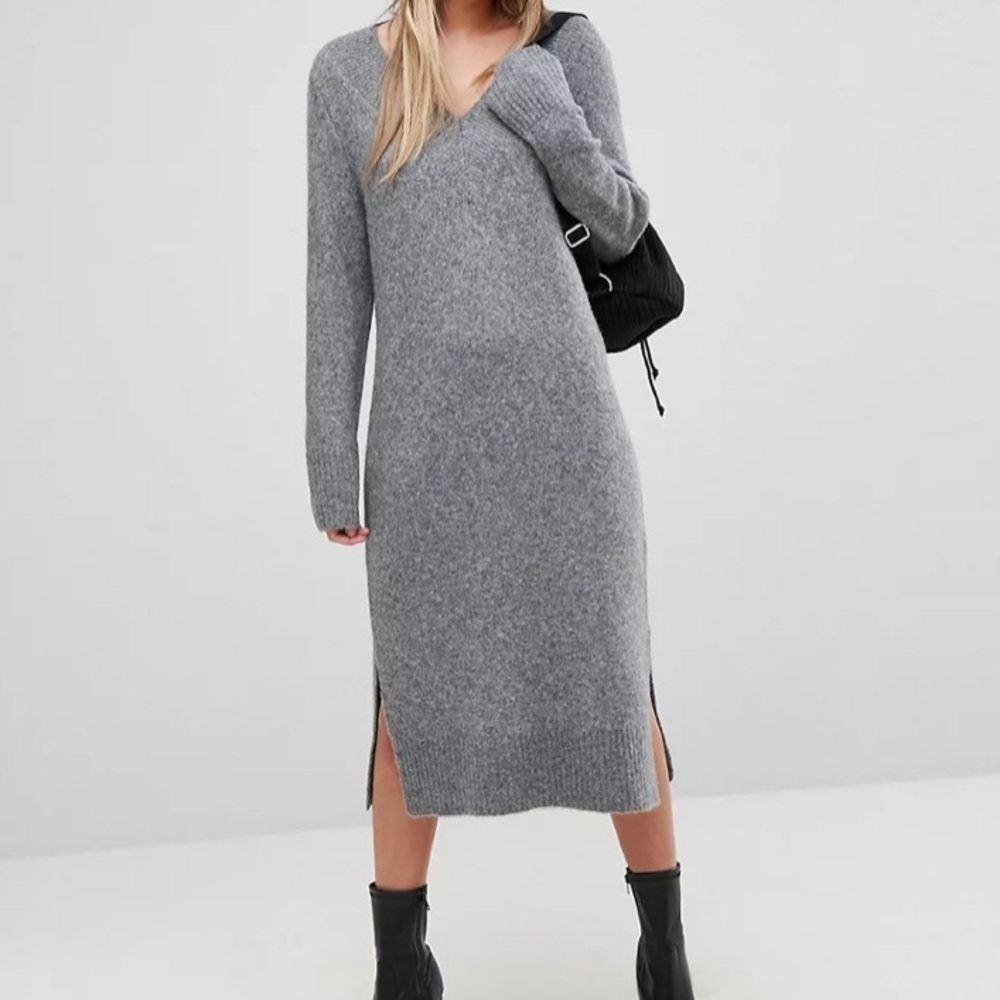 ASOS selected femme deep neck wool dress size S